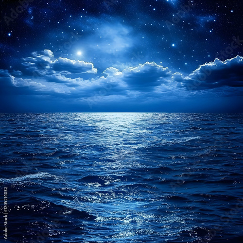 Moonlit Ocean Reflects Star...