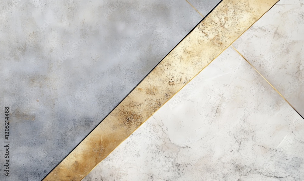 Fototapeta premium A stylish floor design featuring a gold-accented transition between two materials.
