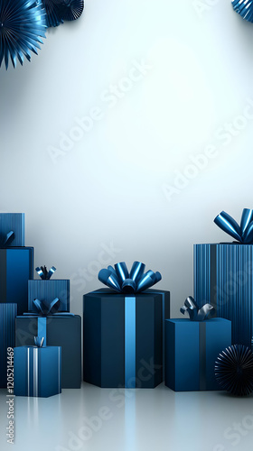 Blue Gift Boxes Decorated w...