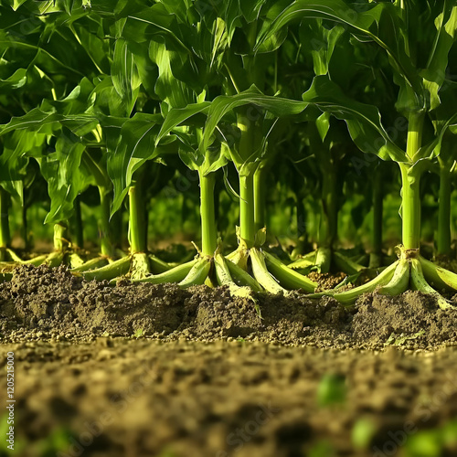 Close-up of young corn plan...