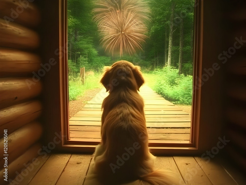 Golden Retriever Sits and W...