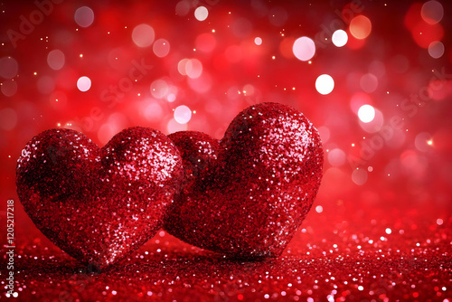 Two Glittery Red Hearts Spa...