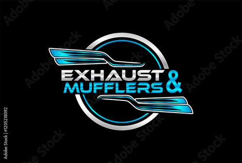 vector logo illustration of car and motorbike exhaust, repair, maintenance, modification photo