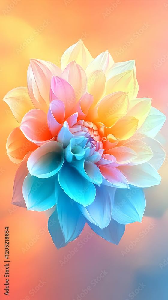 Obraz premium A Vibrant Flower Blooms with Pastel Petals, a Stunning Display of Color and Delicate Beauty on a Soft Backdrop