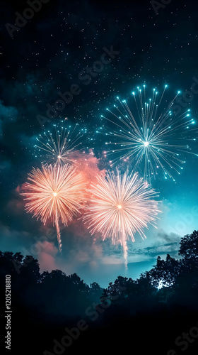 Fireworks illuminate the ni...