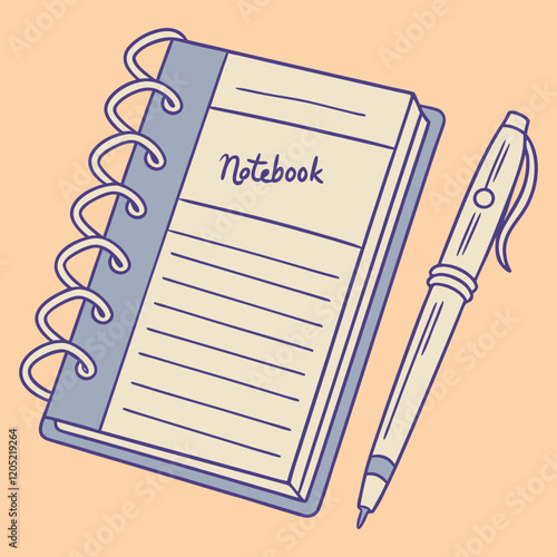 Notebook and pen vector illustration flat style