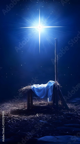 Empty Manger Under a Bright...