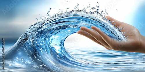 Hand Gently Holds a Splashi...