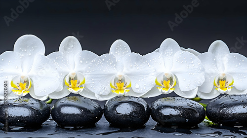 White Orchids with Water Dr...