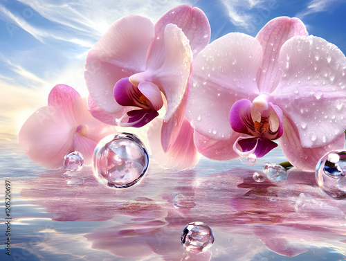 Pink Orchids Reflecting on ...