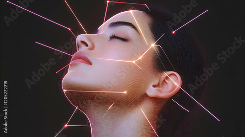 3D Rendered Face with Glowi...