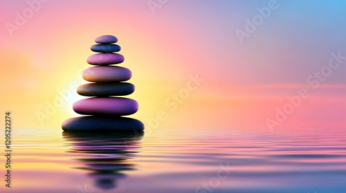 Balanced stones stacked per...