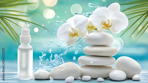 White orchid, spray bottle,...