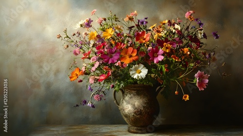 Wallpaper Mural Vibrant Wildflower Bouquet In Rustic Earthenware Vase Torontodigital.ca