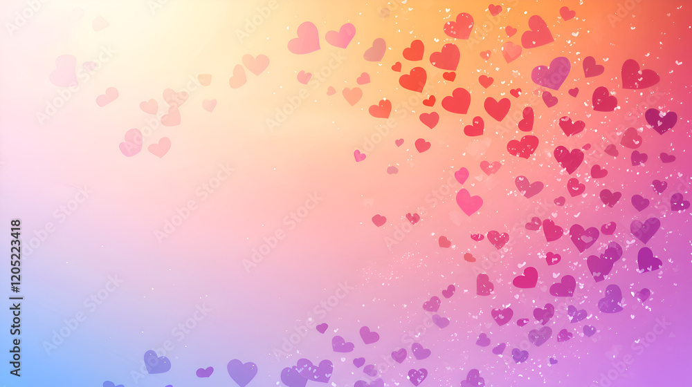 Romantic Valentine's Day Background with Playful Heart Shapes and Colorful Abstract Design Romantic Valentine's Day Background with Playful Heart Shapes and Colorful Abstract Design