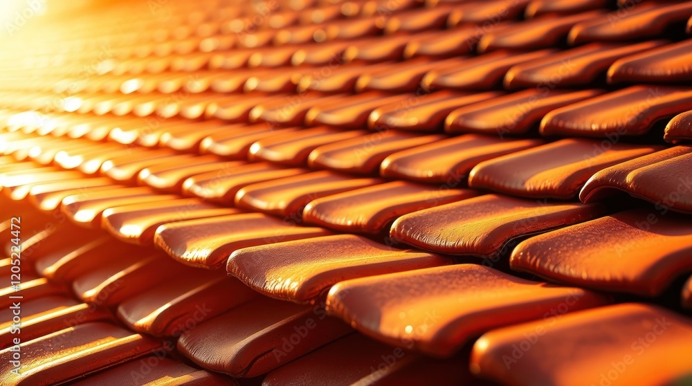 Fototapeta premium roof tiles. Varied colors and antique patina are emphasized, emulating a cast bronze surface with a hyperrealistic focus