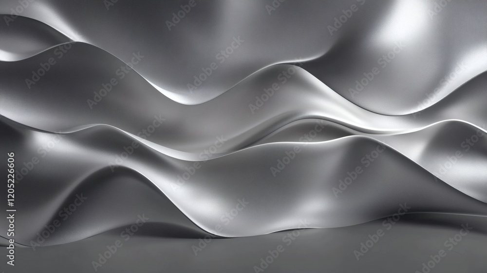 Abstract Silver Waves Elegant 3D Render of Fluid Metal Texture Abstract Silver Waves Elegant 3D Render of Fluid Metal Texture