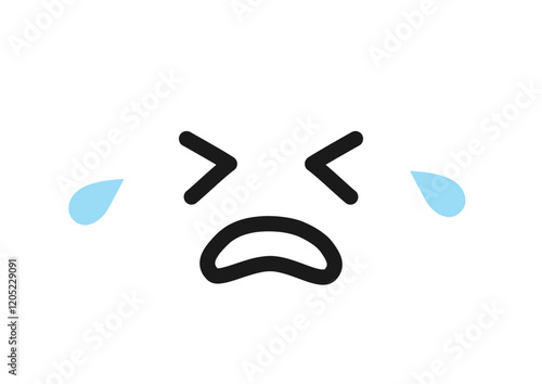 手描き風の涙を流しながら泣く顔文字アイコン
