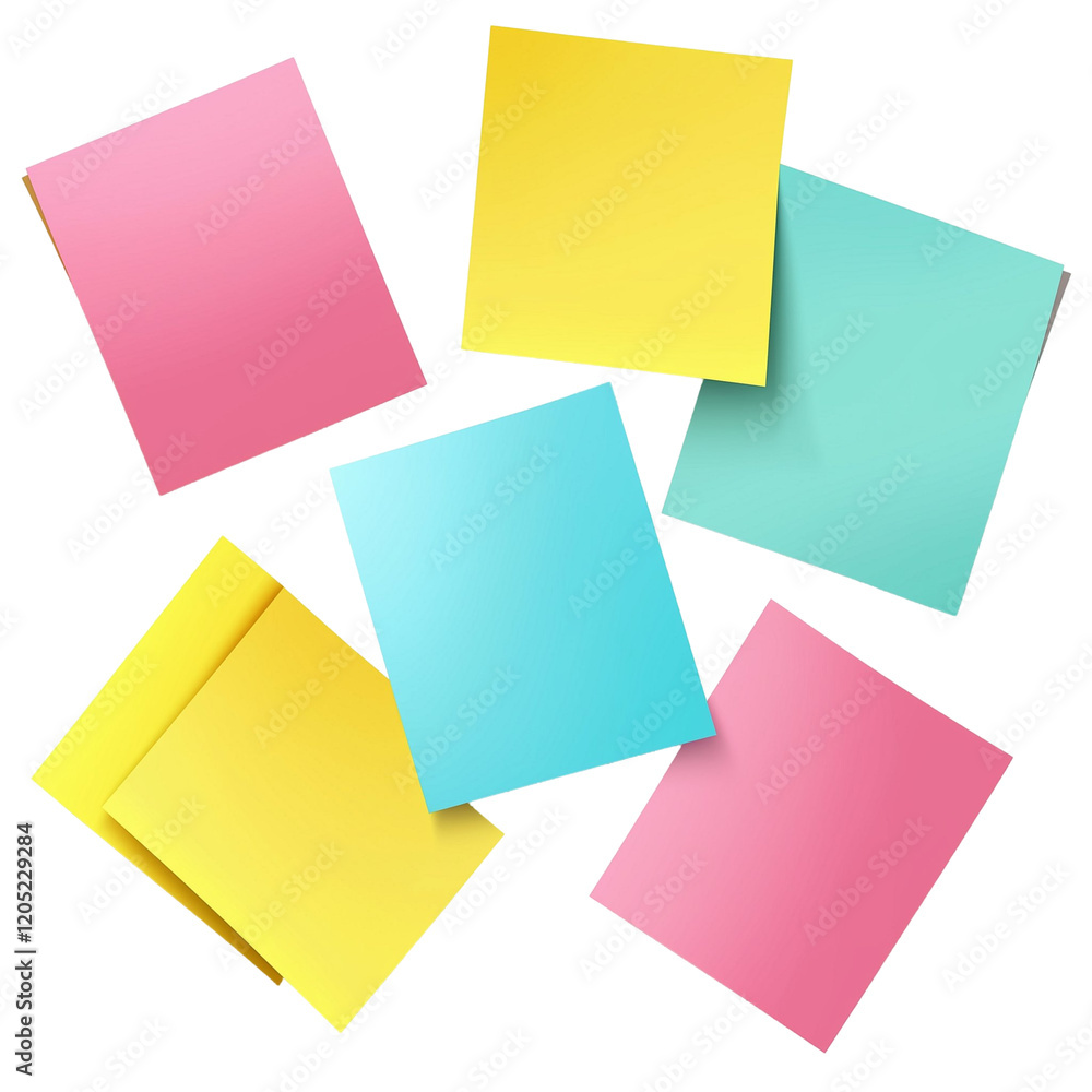 A collection of colorful sticky notes scattered creatively. A collection of colorful sticky notes scattered creatively.