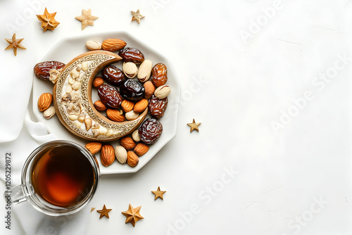 Ramadan Treats: Dates, Almonds, Pistachios, and Tea photo