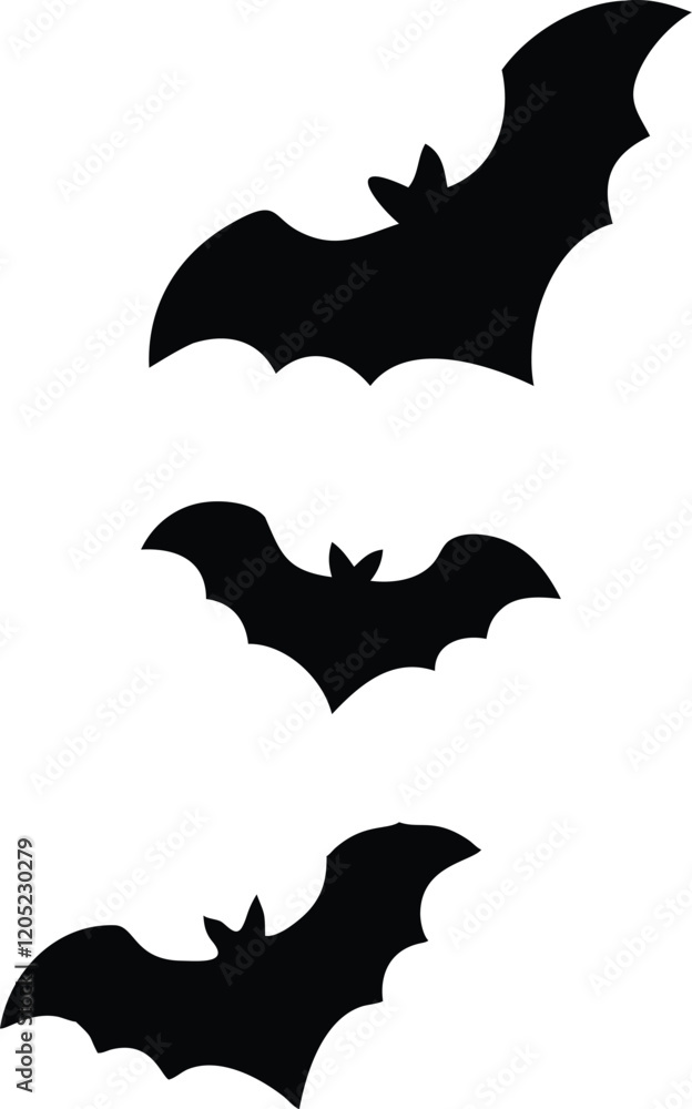 Naklejka premium Bat silhouettes vector hand drawn different flying bats animals night fly element