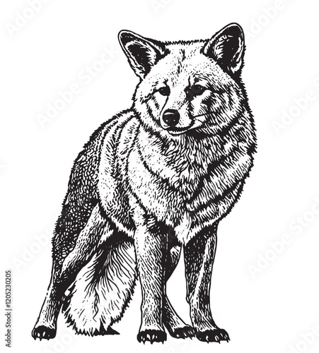 sketch of wolf Black and White logo icon illustration white background