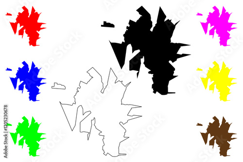 Passos city (Federative Republic of Brazil, Minas Gerais state) map vector illustration, scribble sketch Passos map