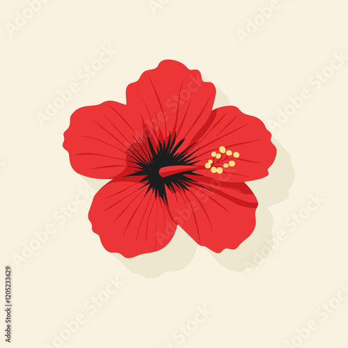 Flat icon of a hibiscus flower, vibrant red with a simple, elegant layout.
