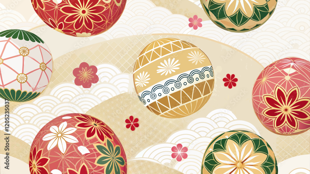 Fototapeta premium 手毬模様のイラスト
