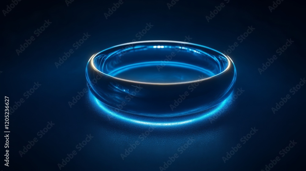 Abstract single glowing neon ring isolated on a midnight blue background Abstract single glowing neon ring isolated on a midnight blue background