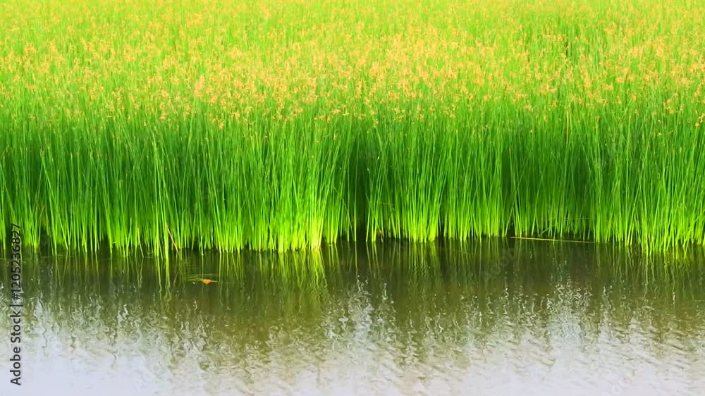 a long green plant that grows in the middle of a river that flows in the open a long green plant that grows in the middle of a river that flows in the open