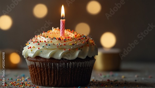 Obraz na płótnie cupcake with candle w salonie