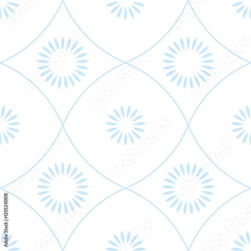 seamless botanical pattern of painted oriental motifs 