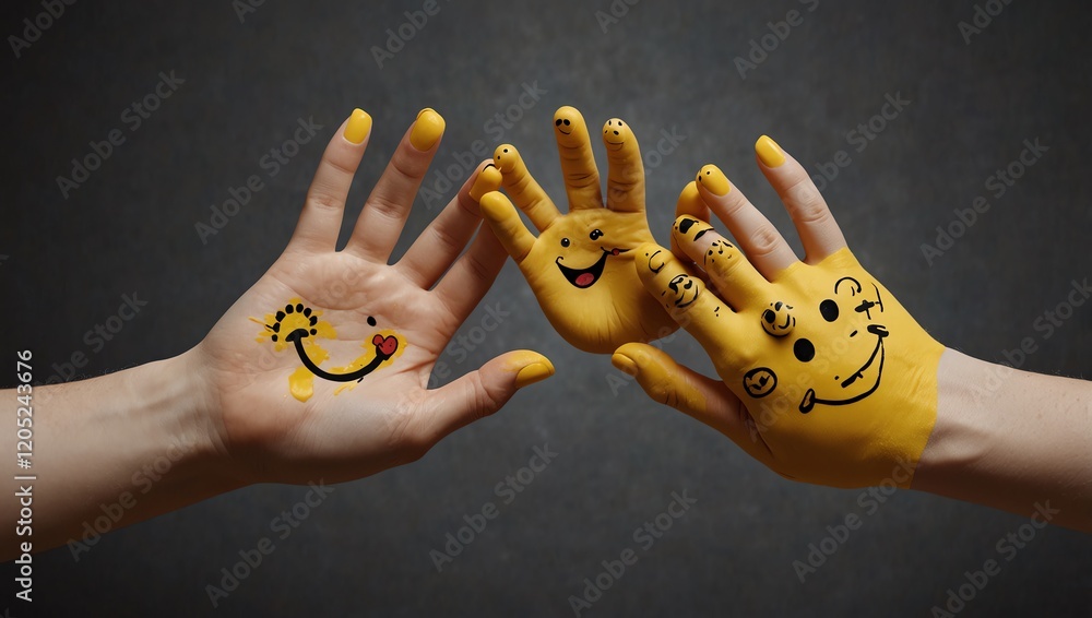 hands on black background