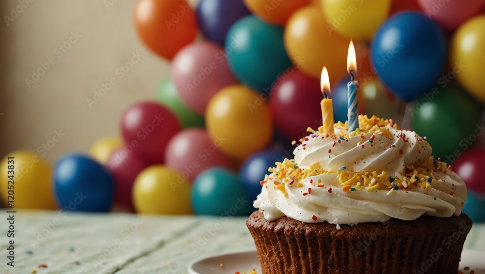 birthday cupcake with candles