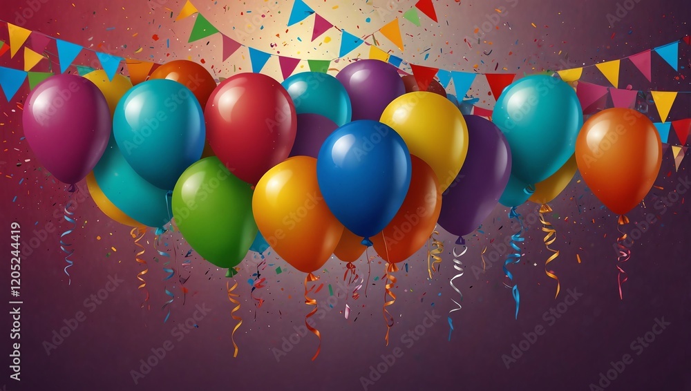 colorful balloons and confetti