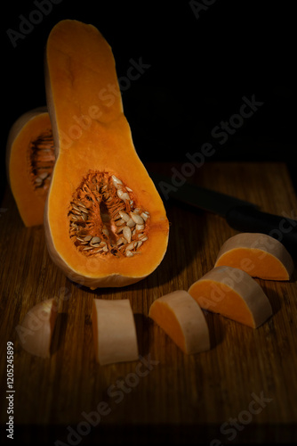 Calabaza sobre tabla de madera