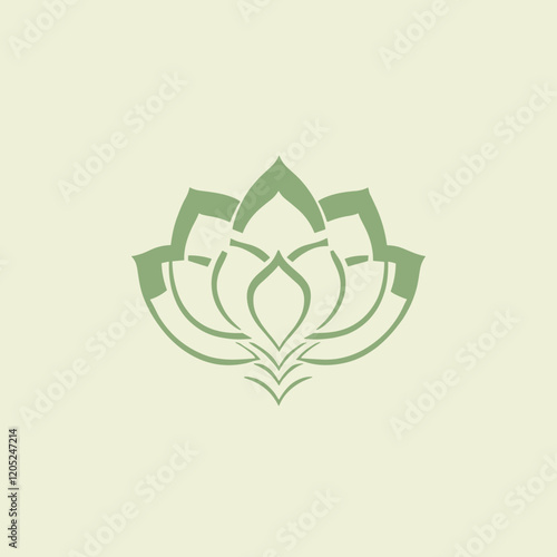 Minimalistic icon of the heart chakra symbol, soft greens and clean lines in a soothing composition.