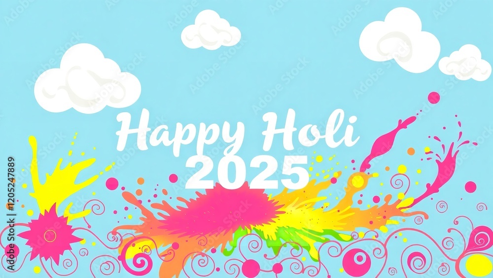 A vibrant and colorful illustration of Holi celebration 2025 festival
A vibrant and colorful illustration of Holi celebration 2025 festival