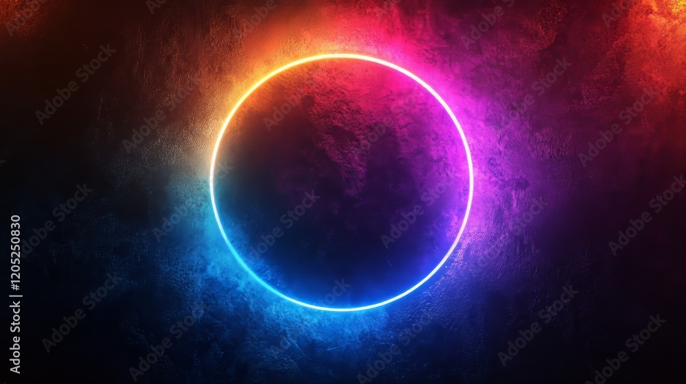 Gradient single glowing circle isolated on a dark velvet background Gradient single glowing circle isolated on a dark velvet background