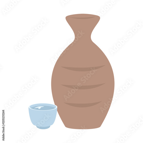 徳利とおちょこ。フラットなベクターイラスト。
Tokkuri and ochoko. Flat vector illustration.