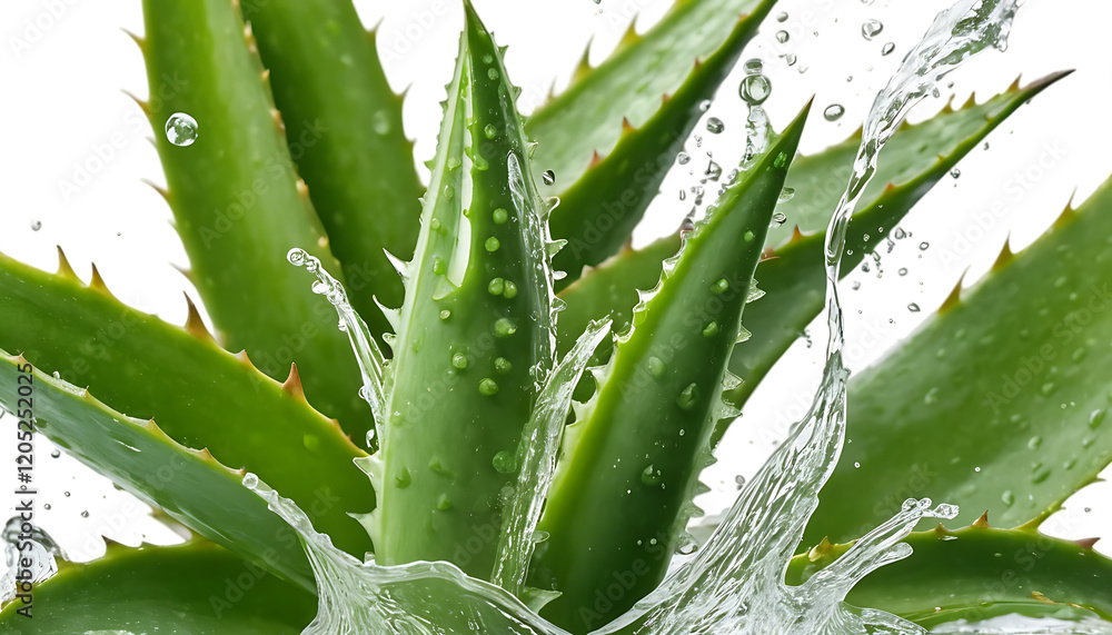 Fresh aloe vera leaves splashing in aloe vera juice PNG Image Fresh aloe vera leaves splashing in aloe vera juice PNG Image