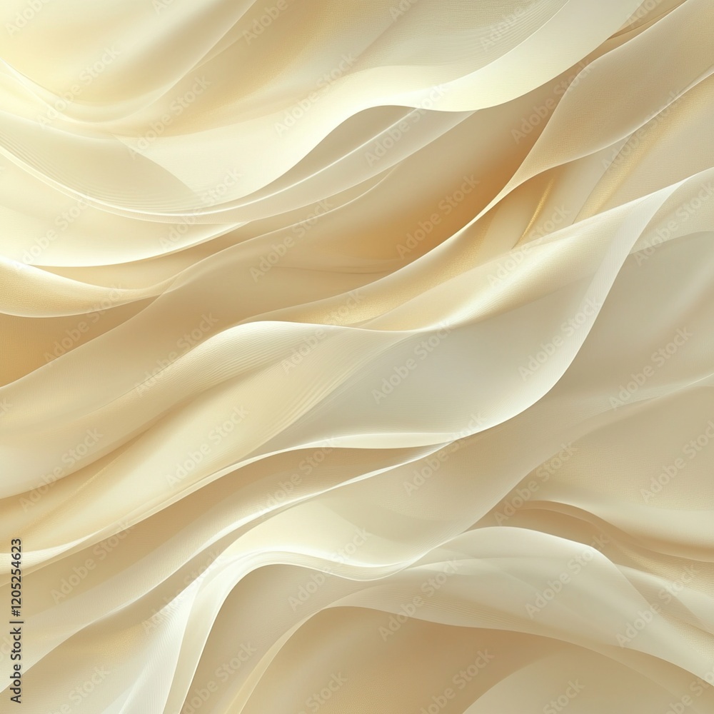 Fototapeta premium Elegant Beige Fabric Waves Flowing Gracefully, Abstract Design with Smooth Curves and Soft Texture, Luxurious Background Ideal for Presentations or Websites