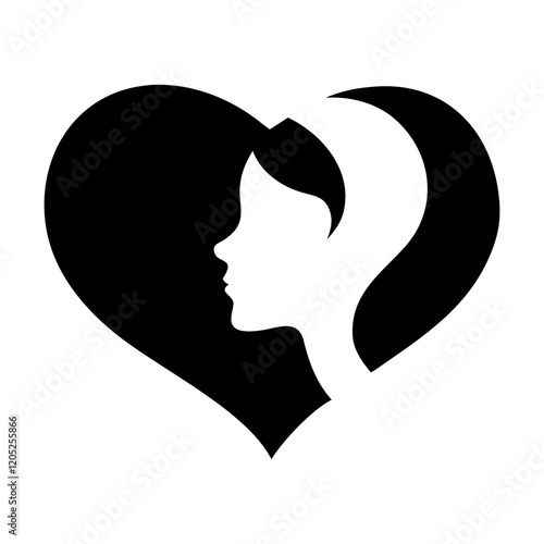 Logo Girl Face Woman Love Heart Business Beauty Vector Icon Silhouette