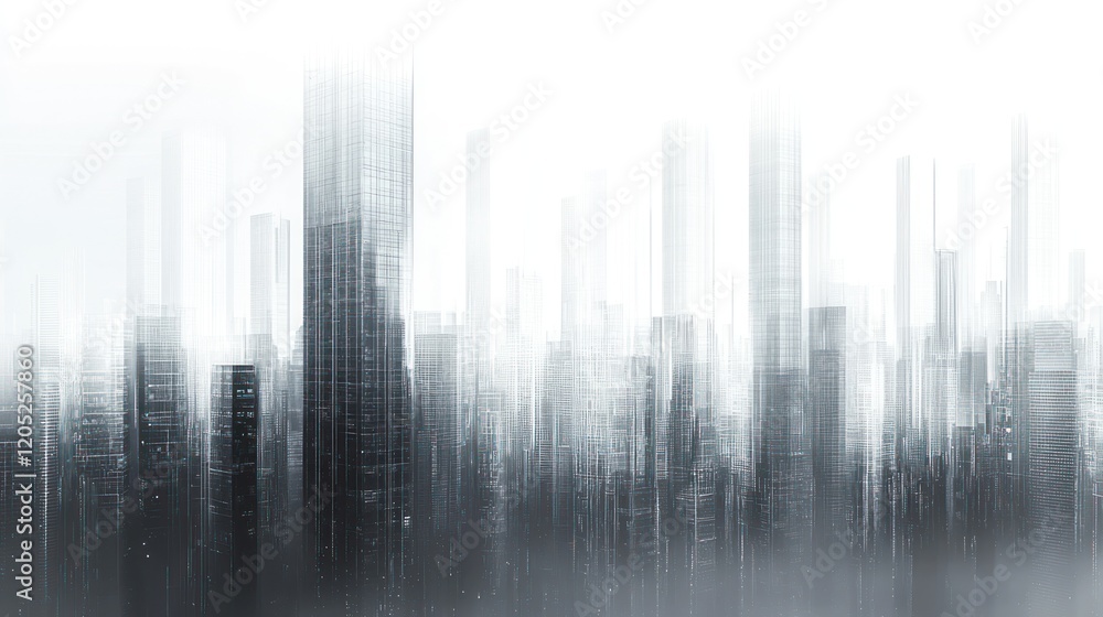 Abstract Cityscape: A Dreamlike Metropolis in Grayscale Abstract Cityscape: A Dreamlike Metropolis in Grayscale