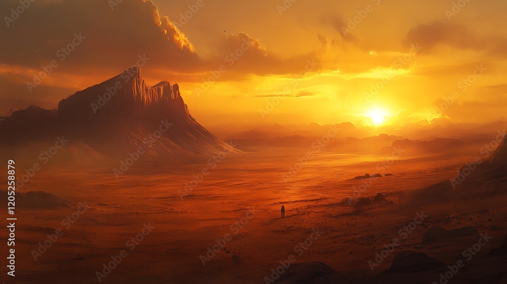 The warm glow of sunset casting a golden hue over the desert sands The warm glow of sunset casting a golden hue over the desert sands