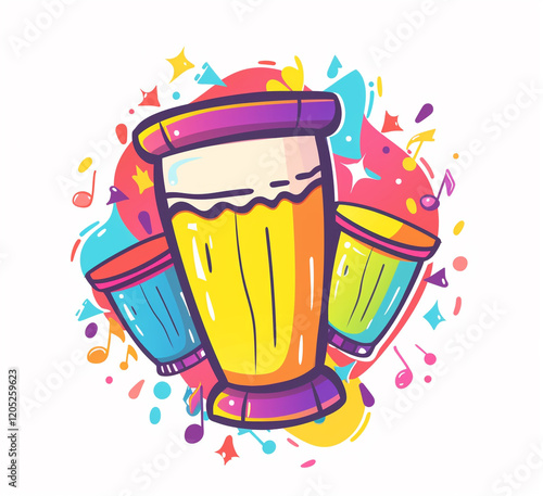 Cute Pastel Conga Drum Logo for Children’s Rhythm Class