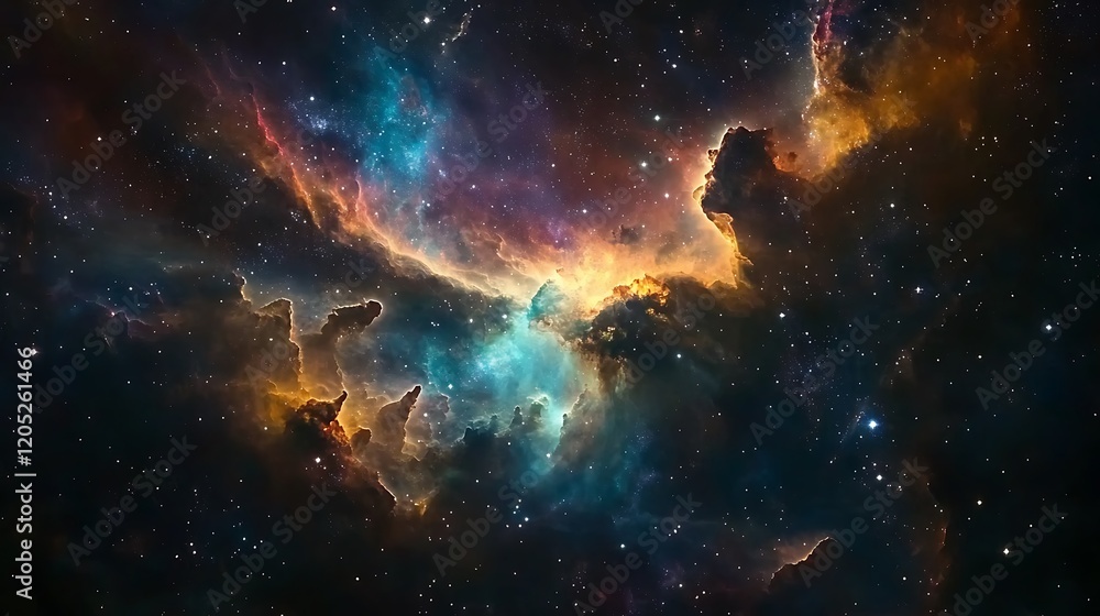 Fototapeta premium A Starry Night Sky with Nebulas and Stars
