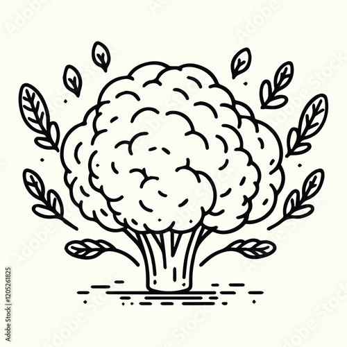 Cauliflower Line Art Illustration