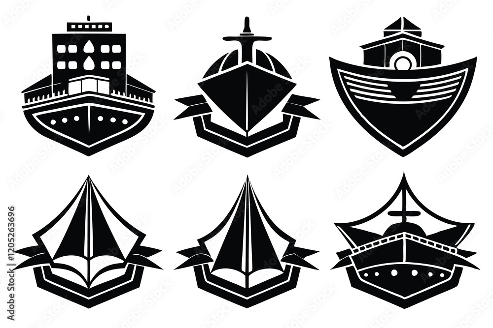 ship logo icon set vector art illustration ship logo icon set vector art illustration